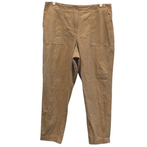 Talbots Slim Cargo Pant Womens 16 Khaki Beige Elastic Waist Classic Preppy Work - Picture 1 of 7